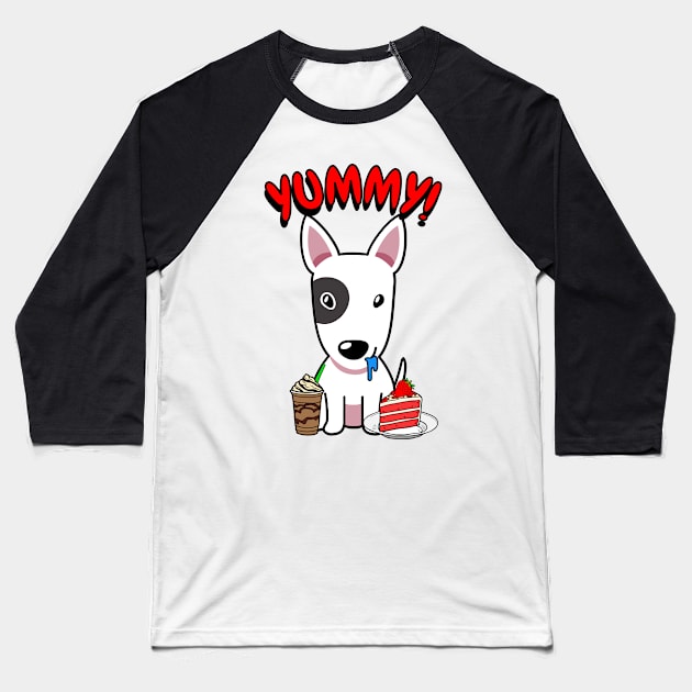 Cute terrier dog is having coffee and cake Baseball T-Shirt by Pet Station